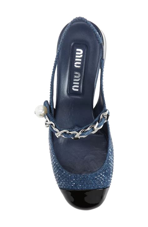 miu miu crystal embellished pumps|Miu Miu Chain Crystal Embellished Slingback Cap Toe Pump .